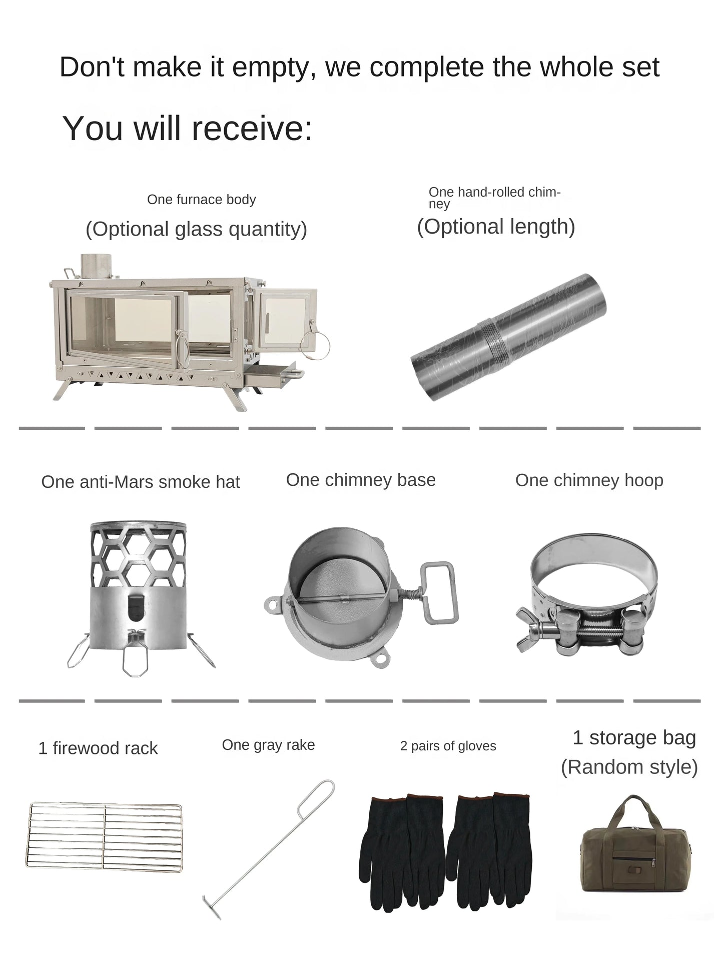 WT-Sky-430 Folding Fireplace Multifunctional Wood Stove Secondary Air Intake Outdoor Camping Heating Stove