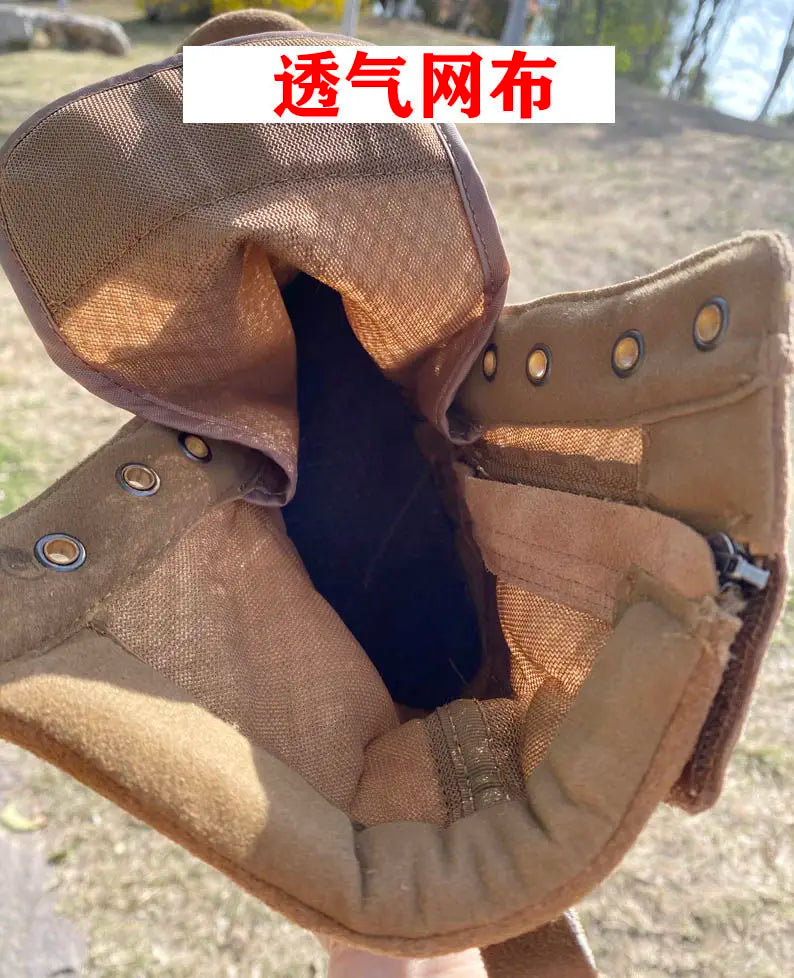 2025 Summer Mesh Breathable Outdoor Men's Ultra-light Wear-resistant High-top Zipper Anti-puncture Desert Mountaineering Boots