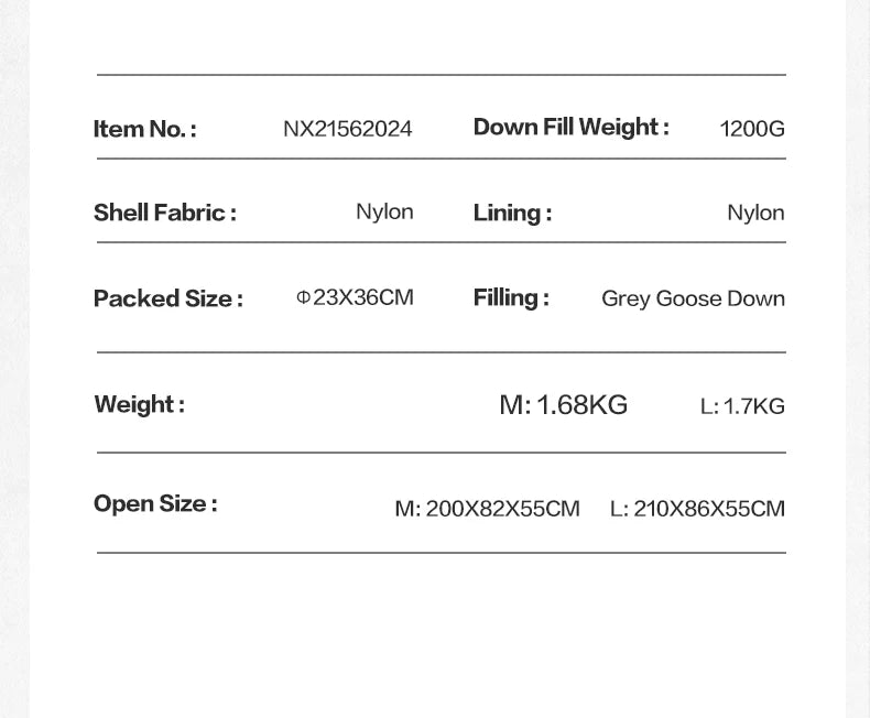 Mobi Garden Winter Warm Sleeping Bag -25 ℃ ~0 ℃   Goose down Thickened 650Fp Mummy Type Outdoor Camping Adult down Sleeping Bag