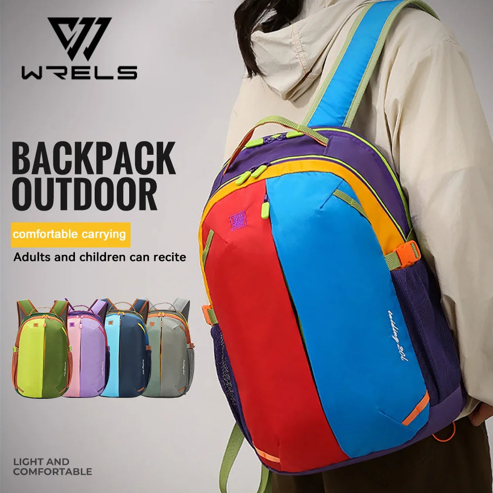 WRELS Outdoor Backpack Lightweight Breathable Schoolbag Waterproof Multi-role Backpack Large Capacity Outdoor Climb Hiking Bag