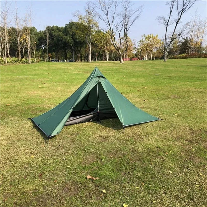 1 Person Ultralight Hiking Camping Tents Backpacking Pyramid Tent Portable Dual Layer Rainproof Rodless Pyramid 4 Season Tent