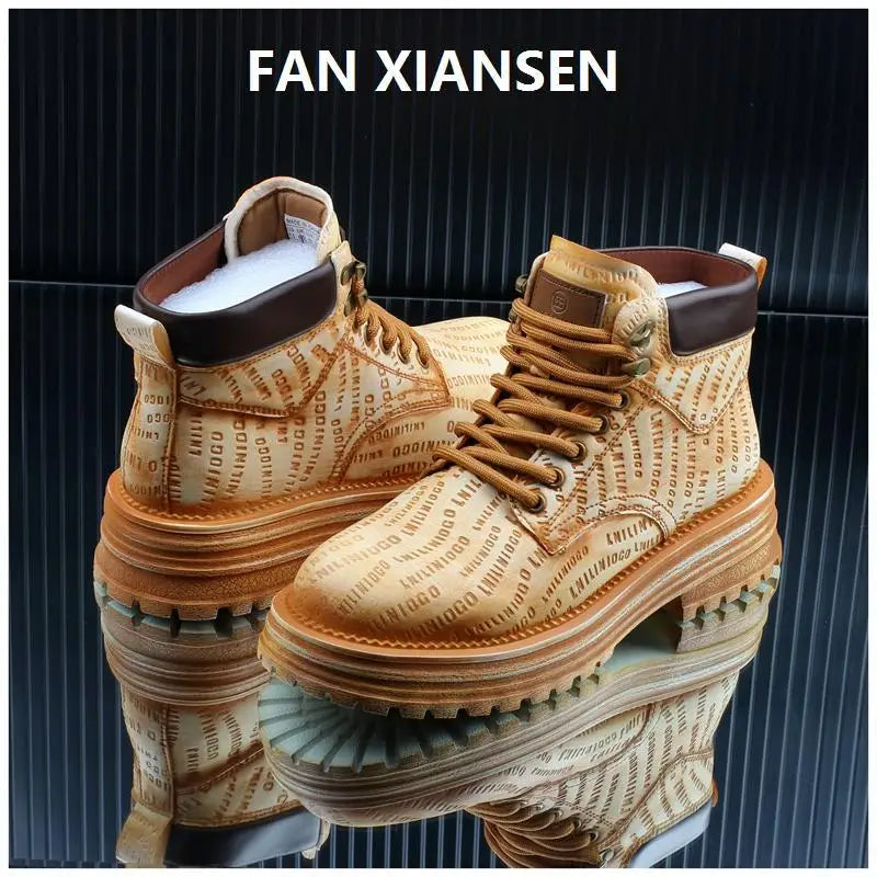 Motorcycle cycling shoes Ankle Boots Casual Sneaker Leather Shoes Loafers  Boots for Men Sports and Wear Round Toe Army Boots