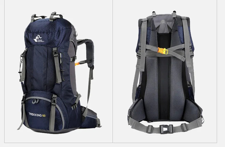 60L Camping Hiking Backpacks Men Outdoor Tourist Backpacks Nylon Sport Bag for Climbing Travelling with Rain Cover Free Knight