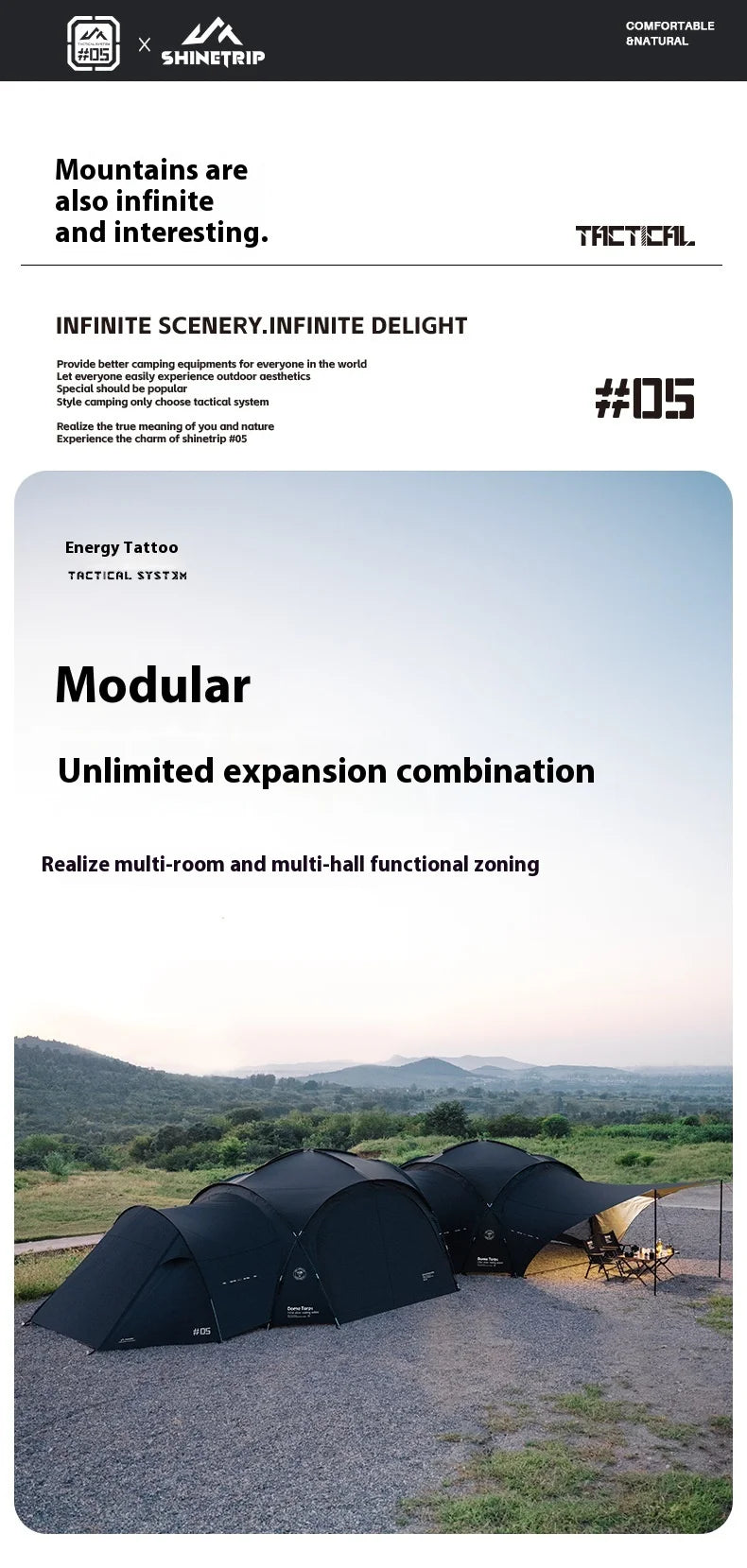 Mountain Fun Tent Outdoor Dome Canopy Oversized Awning Sun Protection Camping Equipment Camping Windproof Can Expand The Dome