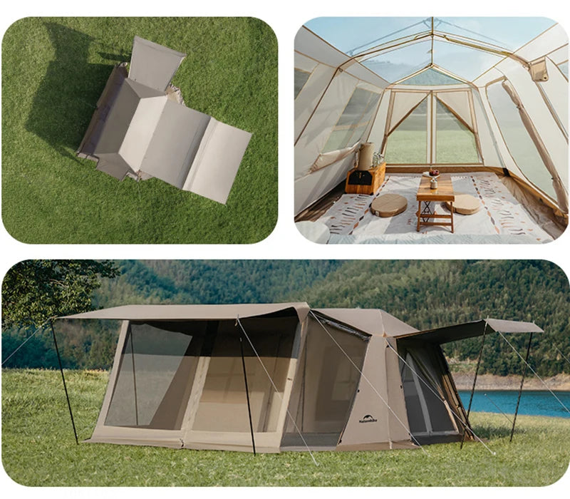 Naturehike Village 13 Automatic Cabin Tent Black Coated Outdoor Camping Picnic Sunscreen 27㎡ 2 Rooms 2 Halls Waterproof Tent