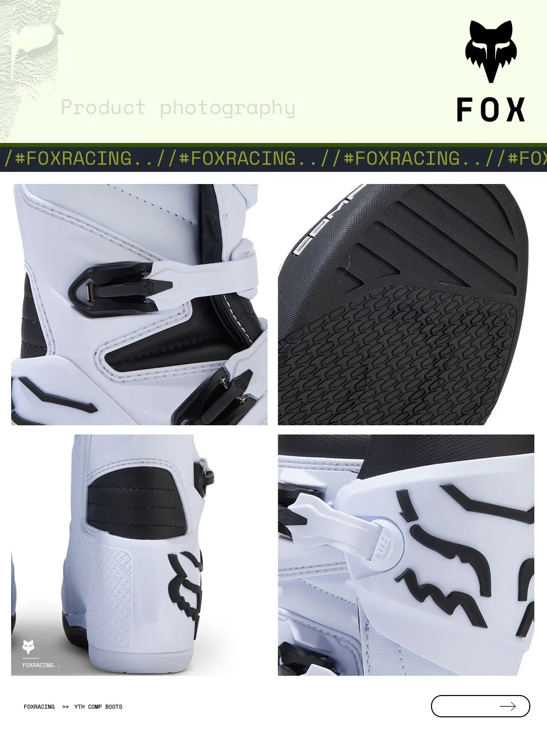 FOX Off-Road Boots Entry Level Comp Youth Motorcycle Boots for ATV/UTV Trail and MX Track Use ravel Shoes Botas Moto for kids