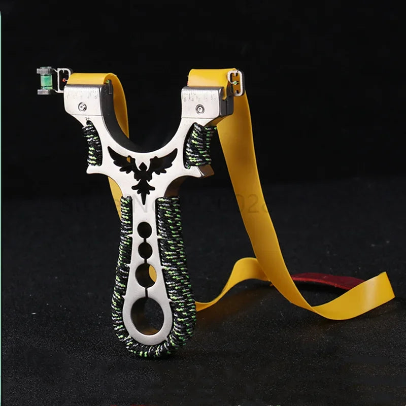 Red Laser Shooting Stainless Steel Slingshot With Flat Rubber Band Catapult Outdoor Sports Hunting Slingshot Accessories