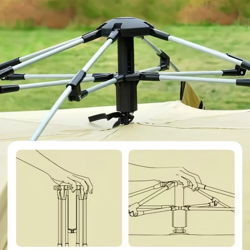 Automatic Pop Up Tent Double Waterproof Outdoor Camping Hiking Family Portable Quick Setup Lightweight Durable 3-4 Person Tent