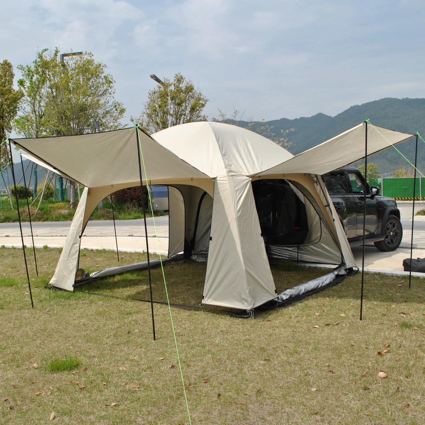 Waterproof Tiple Layers SUV Tent,Outdoor Car Tent - Car Tailgate Tent,4 Person Sleeping Camper Tent, Car Rear Tent with Canopy