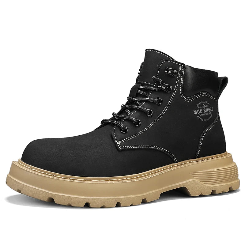 New Arrival Mens Ankle Boots Fashion Comfortable Motorcycle Boots Leisure Walk Male Basic Boots Outdoor High Top Shoes Sneakers