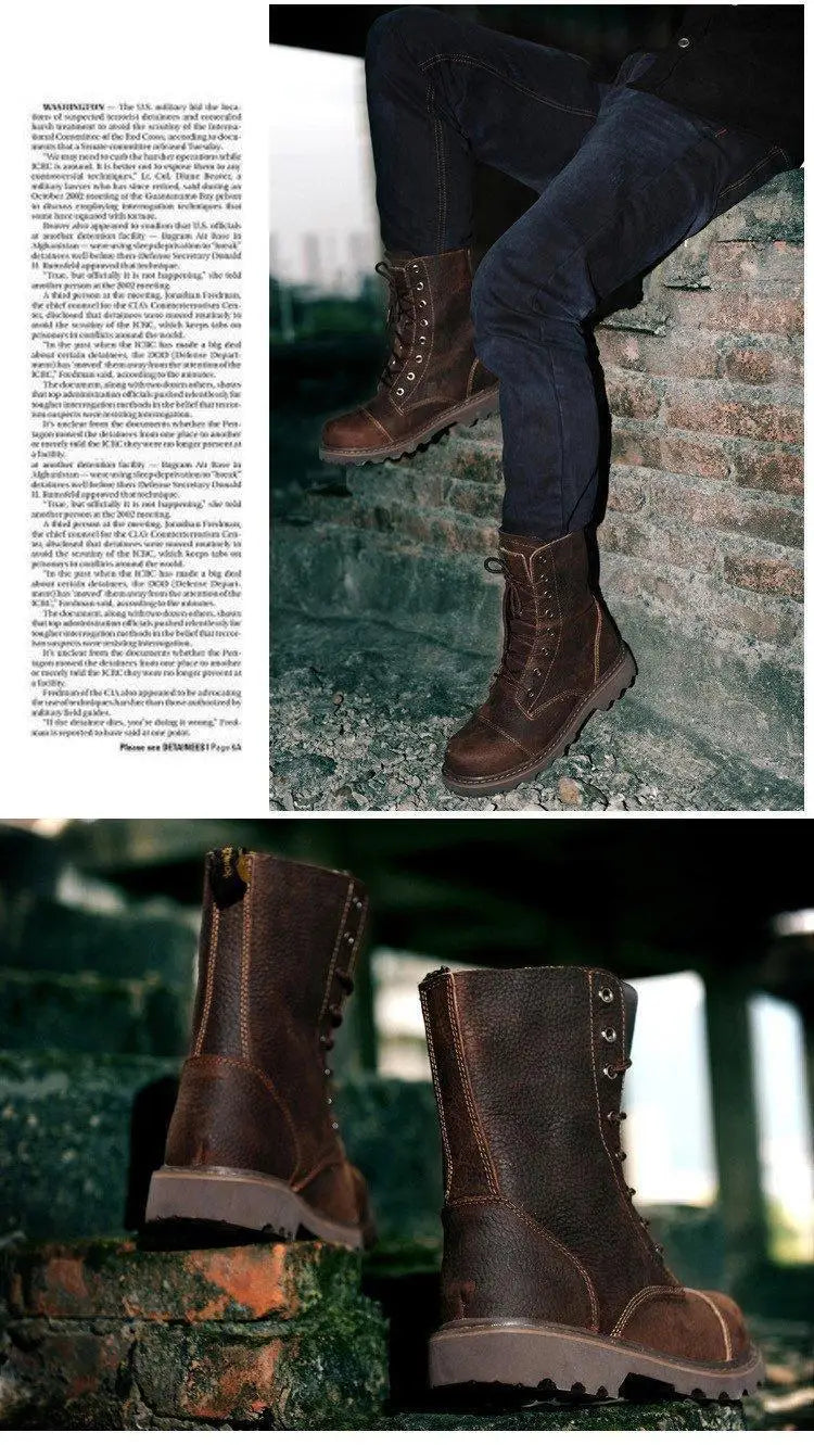 Men's Mid-calf Shoes High Tube Work Shoes Couples Outdoor Motorcycle Boots Large Size Women's Boots Winter Plush Cotton Shoes