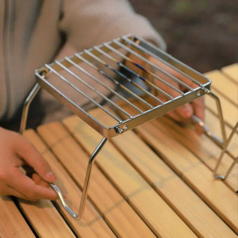 Outdoor Steel Stove Holder Foldable Portable Camping BBQ Cooking Campfire Gas Stove Stand Supplies