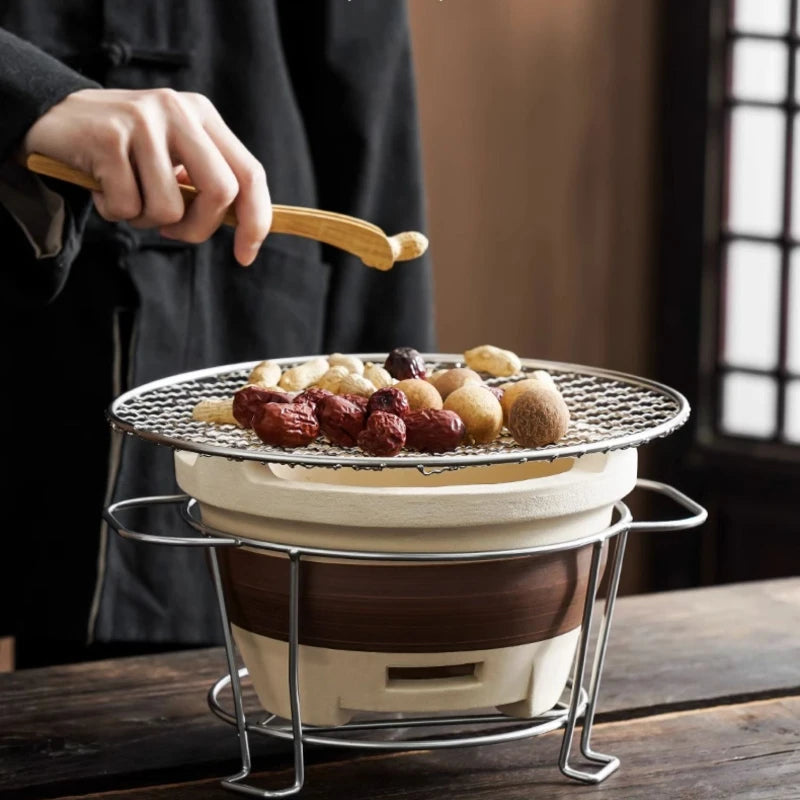 Kaolin-Household Charcoal Stove, Indoor Tea Heater, Outdoor BBQ Stand, Winter Heating Brazier, Household Charcoal Burner,