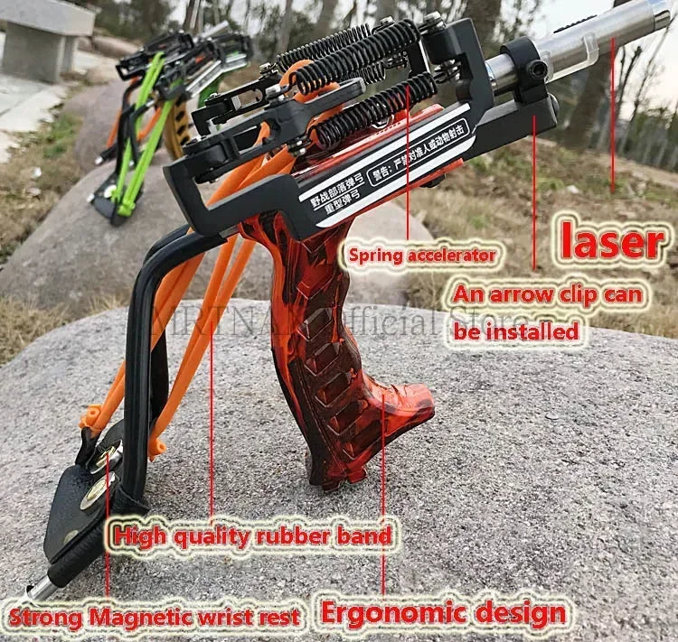 Green/Red Laser Slingshot Black Red Hunting Bow Slingshot Fishing Outdoor Powerful Slingshot Catapult Slingshot Shooting Caza
