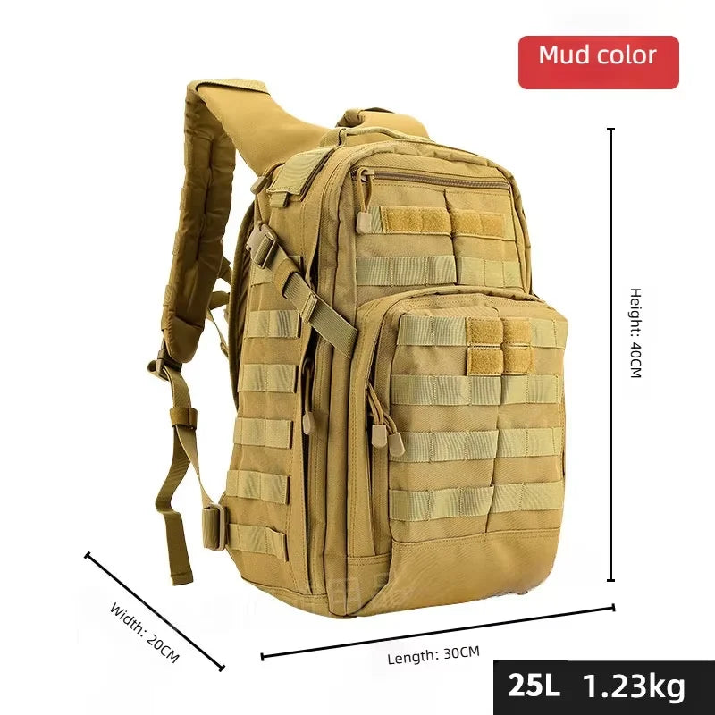 25L Tactical Assault Backpack Classic 12-hour Outdoor Camouflage Sports Backpack Wear-Resistant Oxford Cloth