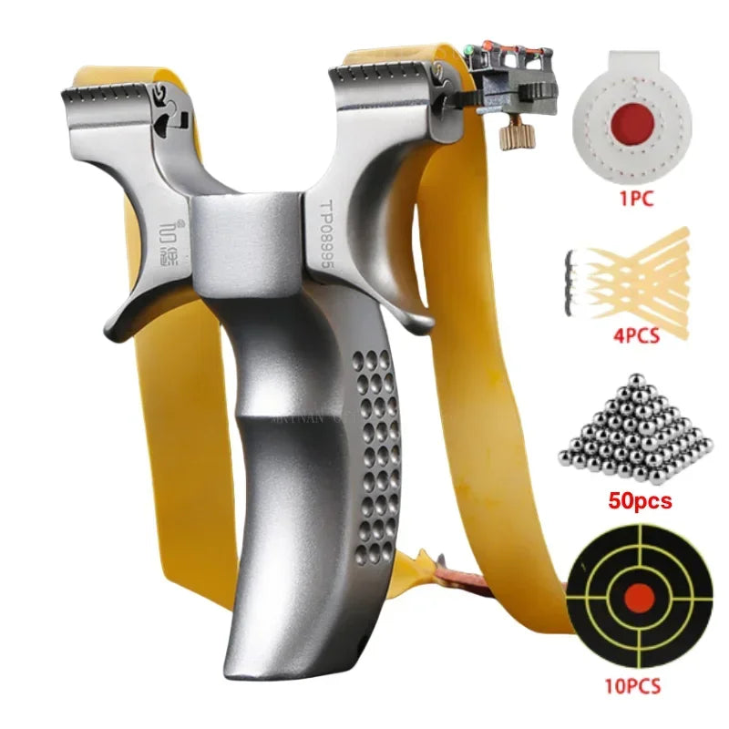 Powerful Metal Slingshot Precise Aiming Catapult Outdoor Hunting Shooting Slingshot Rubber Band Outdoor tool