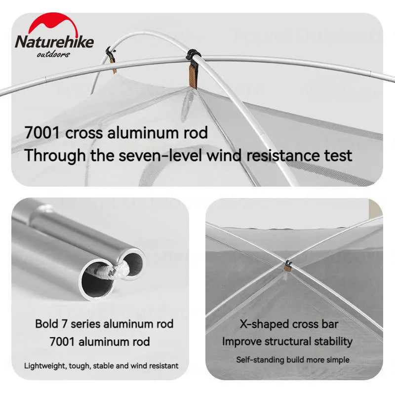 Naturehike Ultralight Backpacking Tent Dome Shelter Tent for 2-3 Person Camping Hiking Trekking Double Layer Lightweight 2.5kg