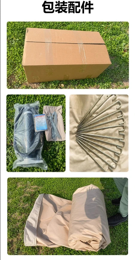 New 12 ㎡ Inflatable Tent Set Two Bedrooms Flysheet for 4~6People Hiking Camping Accessory Sun & Rain Protection Marquee