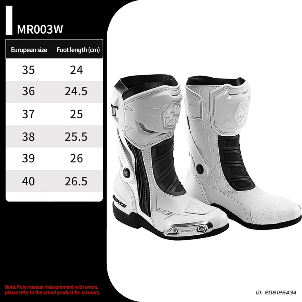 Women's Motorcycle Boots Riding Durable Anti-Slip Professional Motocross Protective Shoes Motorbike Boots Windproof Waterproof