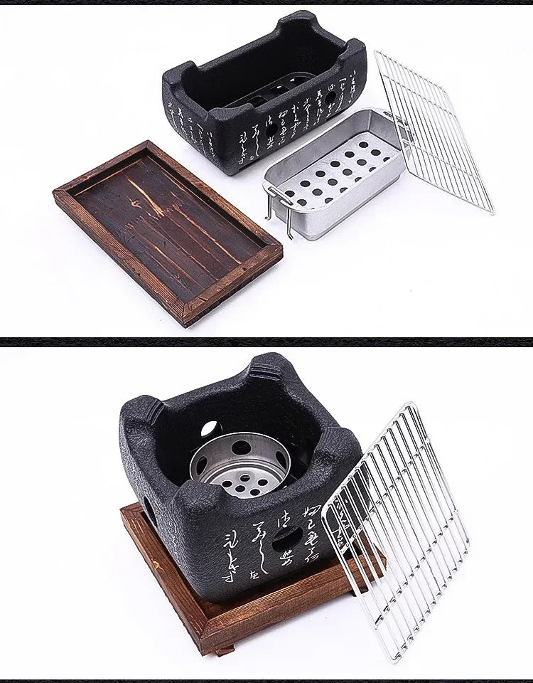 Portable Japanese Charcoal Grill Korean Barbecue grill Aluminium Alloy Alcohol Stove Carbon Cooking Furnace BBQ Tools