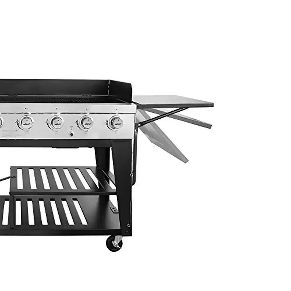 Customizable Gas Grill 104,000 BTU 8-Burner BBQ Folding Side Tables Dual Grease Management Black Cookout Party