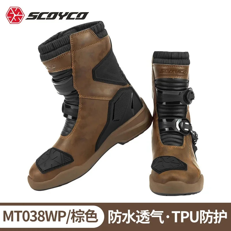 SCOYCO Motorcycle Anti-fall Riding Shoes Anti-slip Wear-resistant Waterproof Boots Protective Motorcycle Off-road Equipment Men