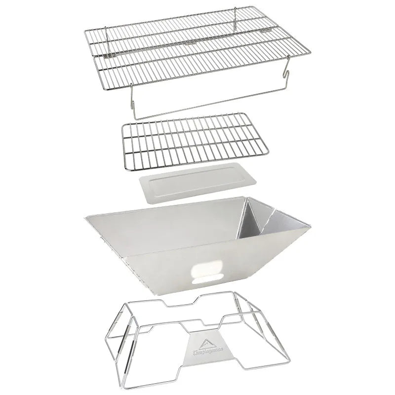 CAMPINGMOON MT-3 Large Folding BBQ Grill Stainless Steel Barbecue Grill BBQ Oven Grill