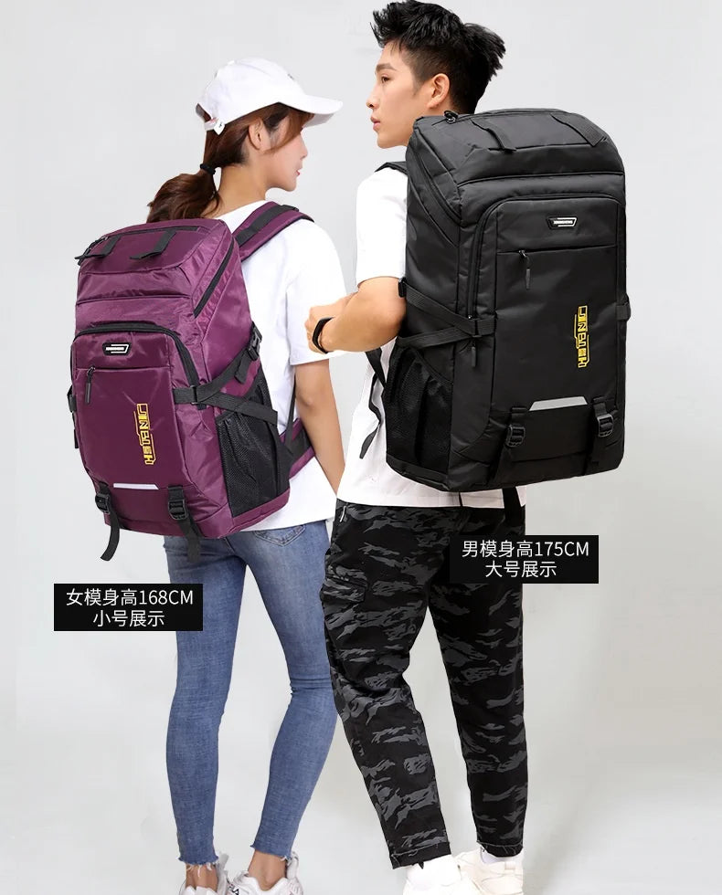 60L 80L Hiking Camping Backpack Nylon Waterproof Large Capacity Luggage Rucksack Men Women Outdoor Climbing Travel Sports Bag