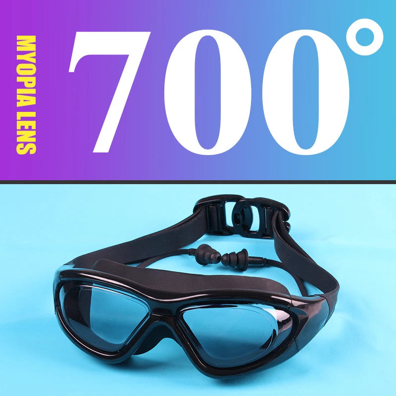Adult Optical HD Swimming Goggles Anti-fog UV Protection Waterproof Silicone -2 To -9 Myopia Swim Eyewear Glasses with Earplug