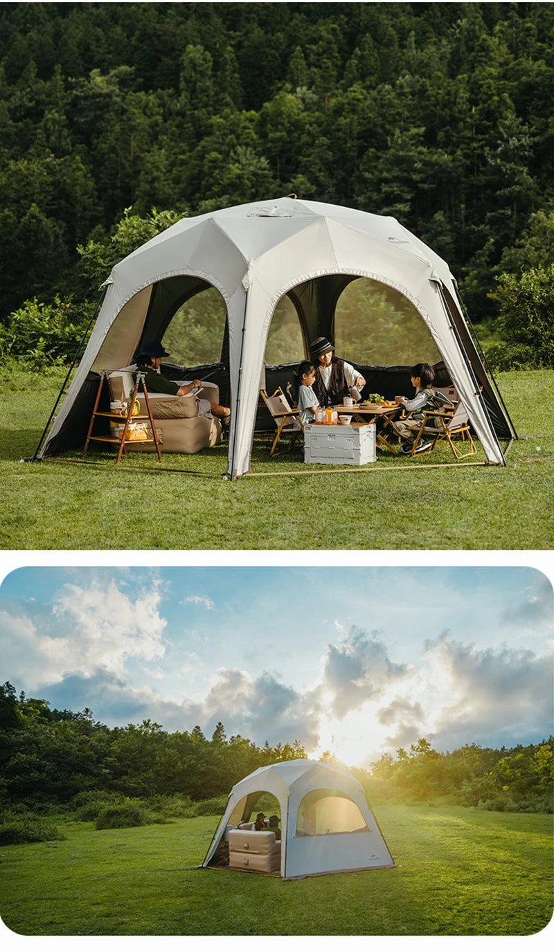 Naturehike Hexagonal Awning Tent Quick Opening Canopy Sunscreen Canopy PU5000 Sunshade Tent Outdoor Camping Travel Tarp Chimney