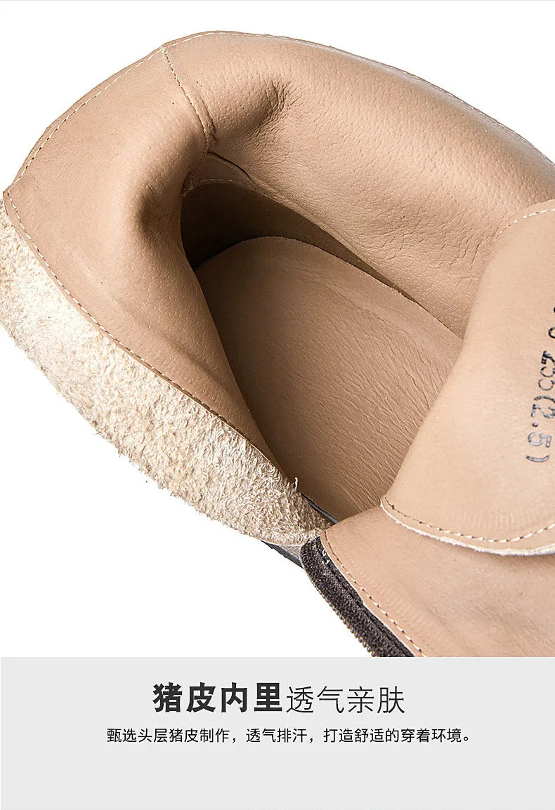 EU Size 38-44 Motorcycle Boots Men Cowhide Motorbike Ankle Boots Thick Soled High Top Western Work Boots Fashion Leather Shoes