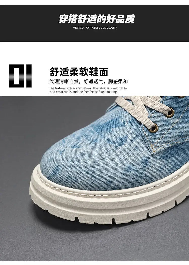Motorcycle Riding Shoes Retro Canvas Casual Commuter Boots Protective Fall Resistant Wear Boots Riding Shoes Denim Casual Shoes