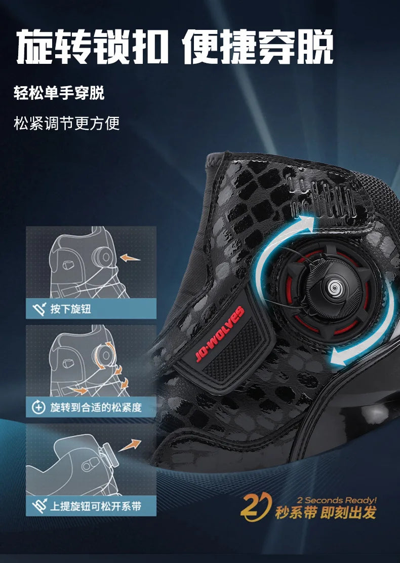 Retro Men Motocross Boots Waterproof Urban Riding Shoes Black Leather Motorcyclist Boots Wear-resistant Motorcycle Racing Shoes