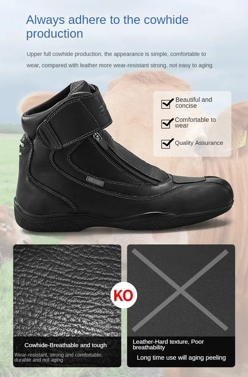 Motorcycle Riding Boots Men's Anti-slip Wear-resistant Locomotive Cycling Shoes Comfort Waterproof Anti-drop Four Seasons