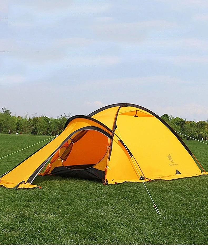 2Persons 4Seasons 20D Silicon Coated Tent Aluminum Rod Outdoor Camping 1Hall 1Room Rainproof with Snow Skirt Hiking Cycling Tour