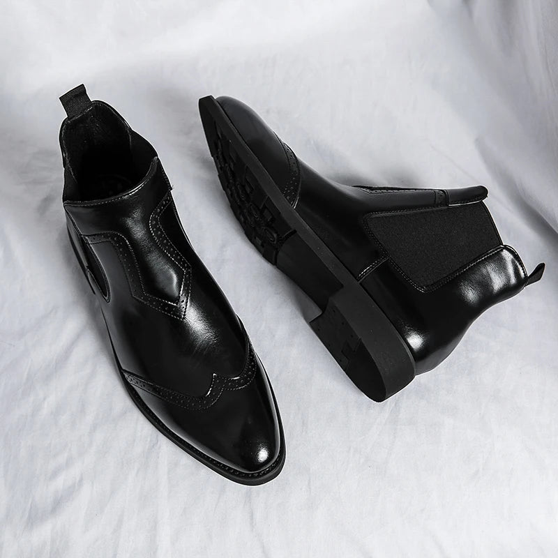 British Style Men's Black Chelsea Boots Women's Genuine Leather Red Sole Boots Cover Toe Flat Sole Boots Outdoor Casual Shoes