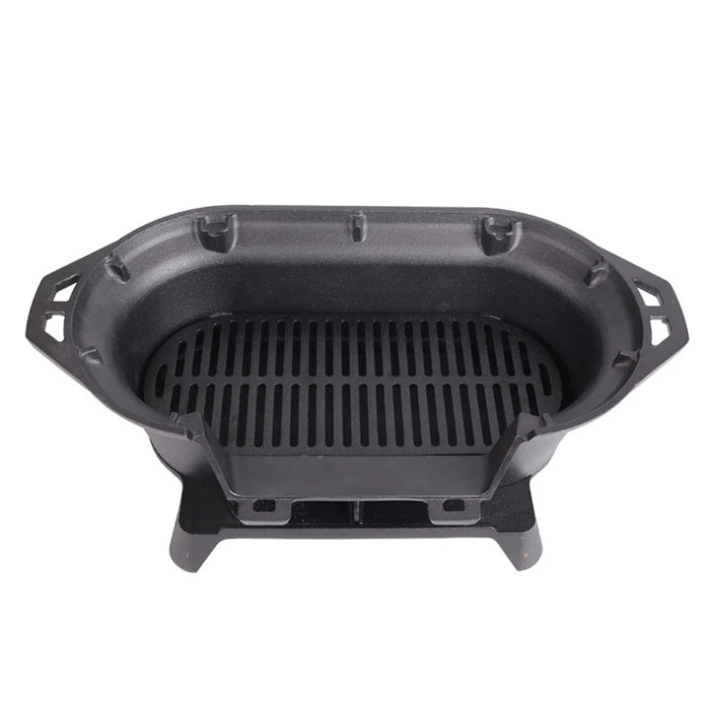 Outdoor Portable Cast Iron Charcoal Grill, Barbecue Stove