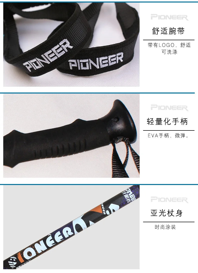 2Pcs/Pair Pioneer Trekk Poles Nordic Walking stick Telescopic Alpenstock Aluminum Alloy Shooting Walking Stick Crutch Senderismo