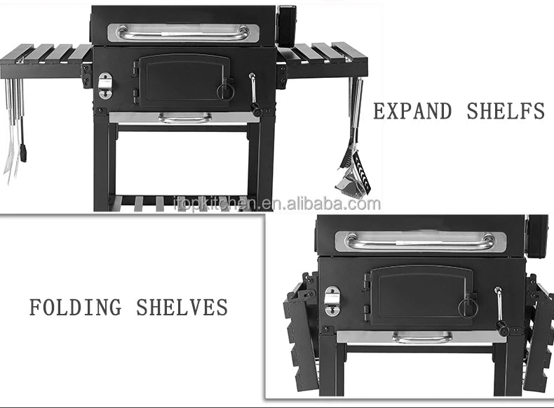 IT-7010 Outdoor Commercial Charcoal Rotisserie Rotating BBQ Grill Cast Iron Barbecue Bbq Charcoal Smokers Grill