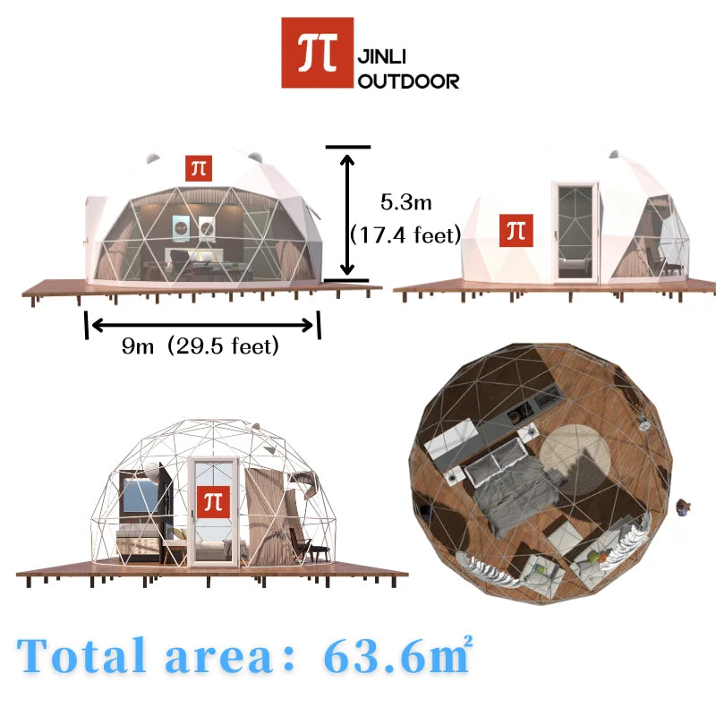 【Global Shipping】 Geodesic Dome Tent Spherical Tent Hotel Resort Outdoor Luxury Glamping Dome Transparent Starry Sky Tent