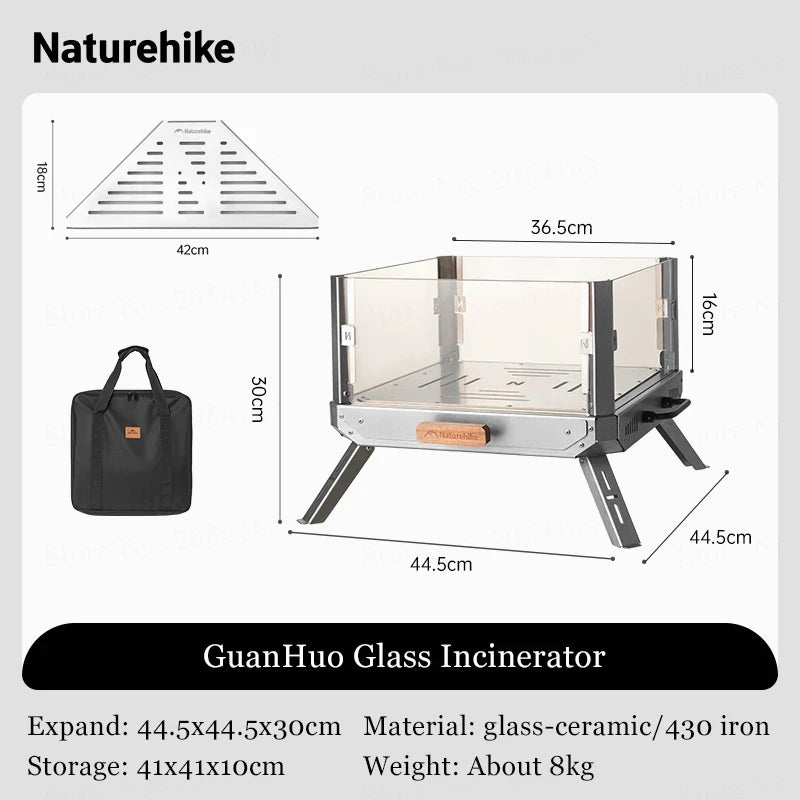 Naturehike Portable Camping Tent Stove glass-ceramic Outdoor Fire Wood Heaters Quick Assemble Backpacking Hiking Burned Stove