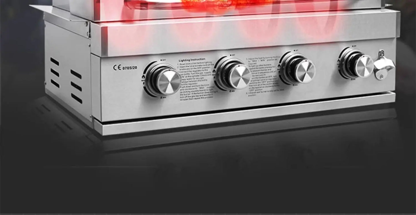 2025 Newest 304 Stainless Steel Built-in Courtyard Grill Gas Charcoal Dual Fuel Smoker BBQ Grill