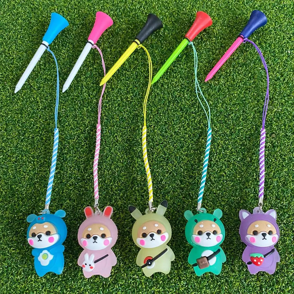 Golf Rubber Tees With Flashing Light Glow In The Dark Loss Golf Dog Ball Holder Cartoon Rope Prevent Accessories Golf W/ Br N0M9