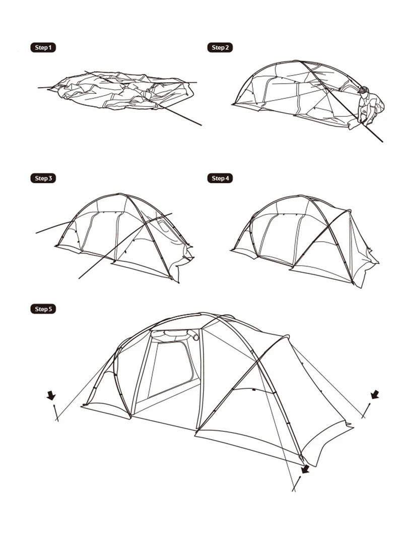 Naturehike Shandi 2.0 Tunnel Dome Tent for 4 Person Family Outdoor Camping Double Layers Waterproof 30D polyester Hiking Tents
