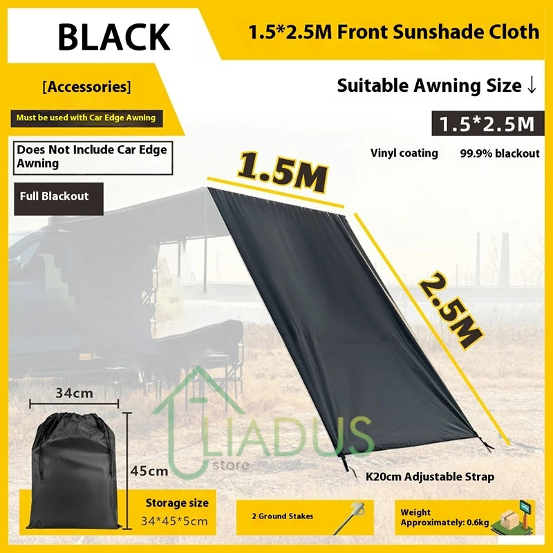 Car Side Tent Blackout With Mesh Windows Mounted Awning Waterproof Shelter UV Protection Camping Canopy Portable For Outdoor