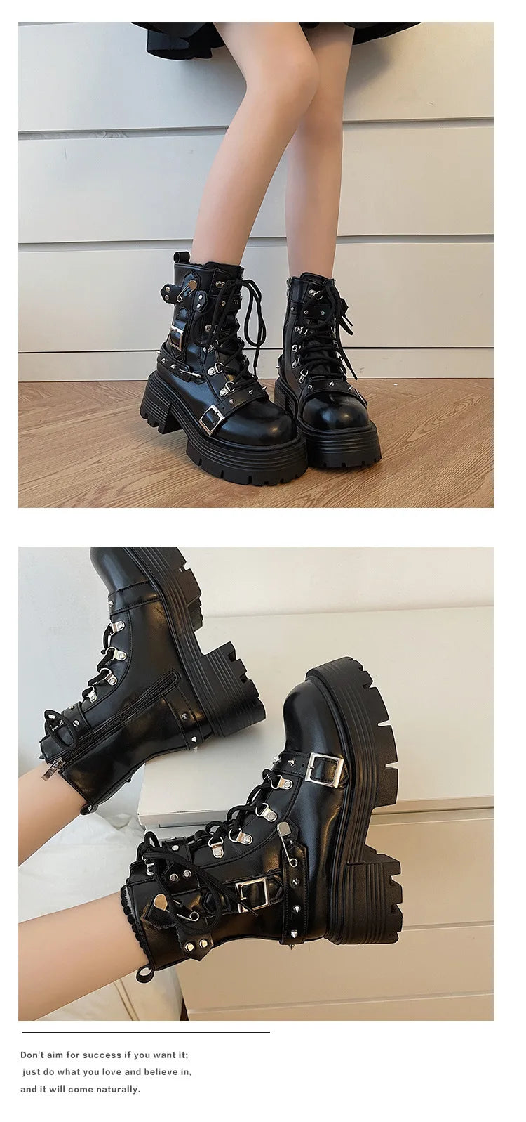 Women's Motorcycle Short Boots Rivet Chain Design Gothic Shoes Street Fashion Lady Rock Boots Metal Decor Punk Style Women Shoes