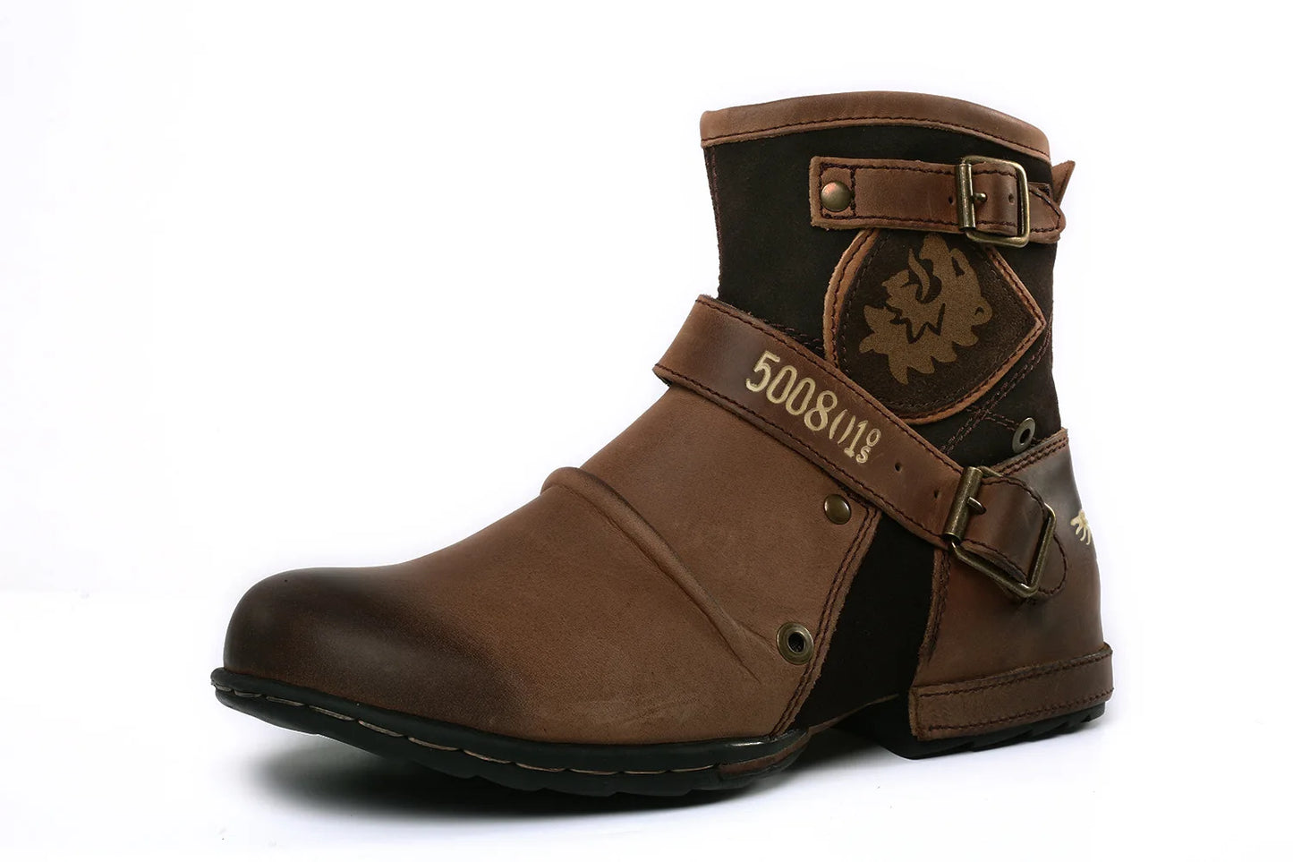 2025 New In Men Boots Luxury Handmade Men Ankle Boots Metal Buckle Zipper Motorcycle Boots Outdoor Plus Size 39-48 Punk Bottines