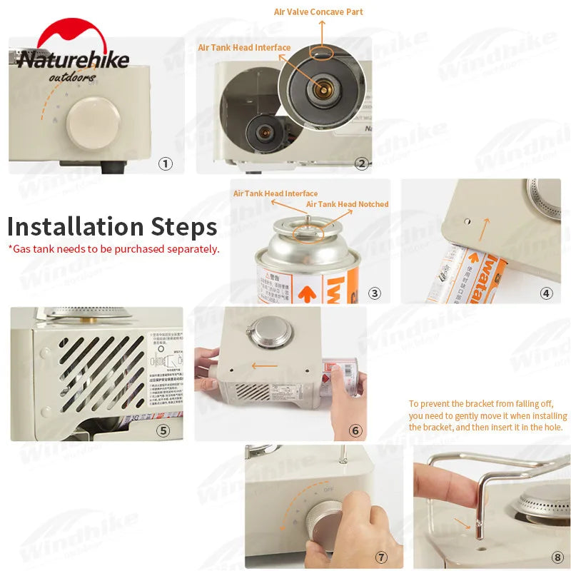 Naturehike Camping MINI Cassette Furnace Gas Stove Strong Firepower 2000W Outdoor Grill Stove Portable BBQ Burner Cooking Tool