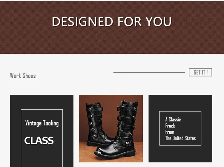 2025 High Leather Boots Men Black Boots Gothic Punk Motorcycle Boots Men Big Size 46 Comfy Platform Boots for Men Tooling Boots