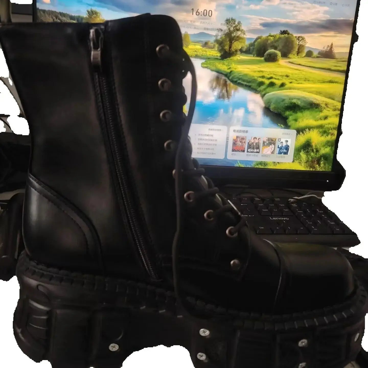 Women Omet Dark Motorcycle Heavy Metal Platform Cross-border Boots 2024 Spring New Female Punk Small Leather Men Shoes